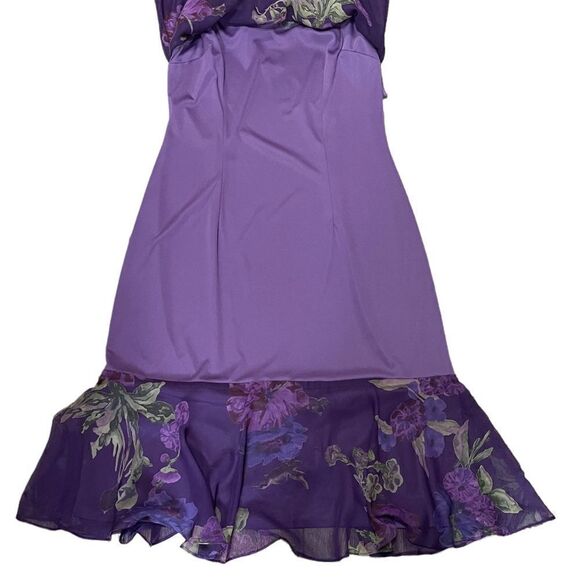 MSK Style 17101 Purple Floral Layered Dress Size 12 - Picture 12 of 14